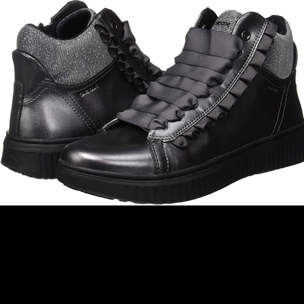 GEOX Girls' Disco Mix high top Dark Grey sneaker